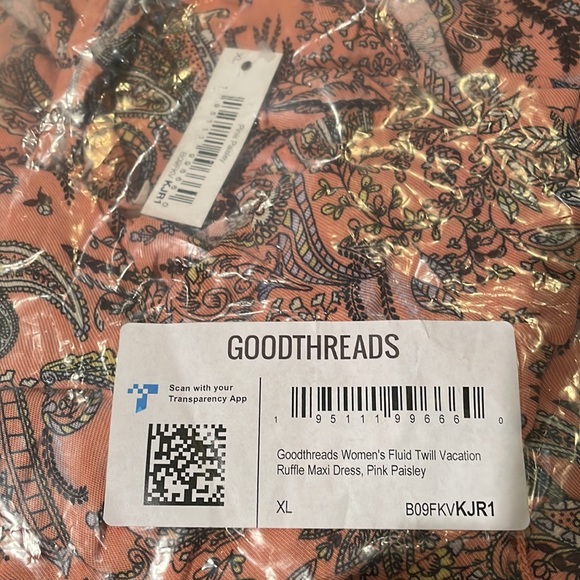NWT Goodthreads Fluid Twill Vacation Ruffle Midi Maxi Dress, Pink Paisley - Picture 4 of 6